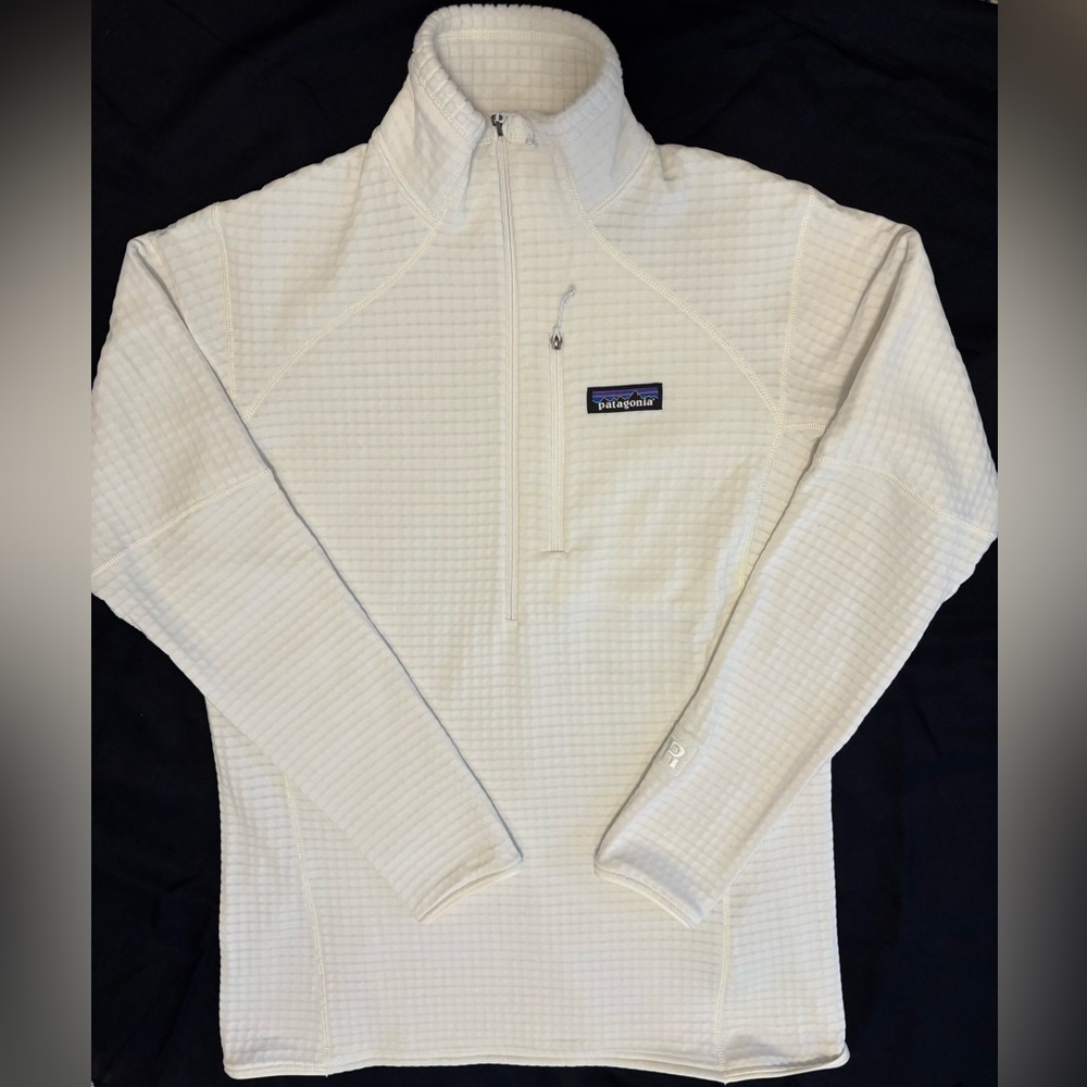 Patagonia Women’s R1 Fleece Pullover, 1/4 zip, Medium, White